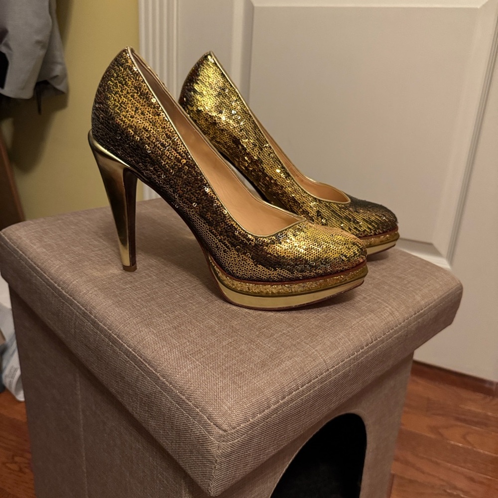 Cole Haan Gold Sequin Heels